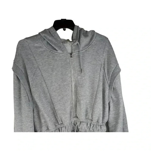 FOR LOVE LEMONS GRAY DRAWSTRING WAIST  ZIP HOODIE SWEAT Jumpsuit SIZE XL - Picture 3 of 9